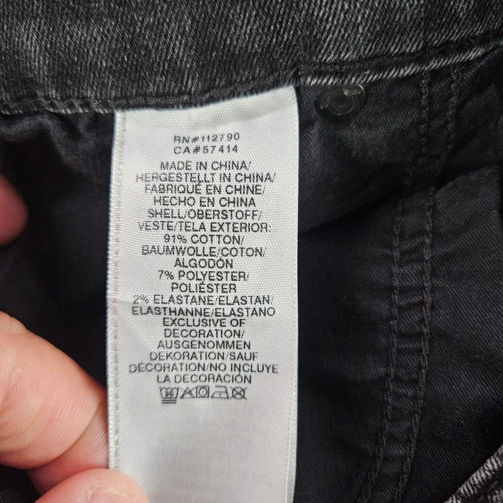 True Religion Rocco Relaxed Skinny Moto Jeans Blue Black 36x33